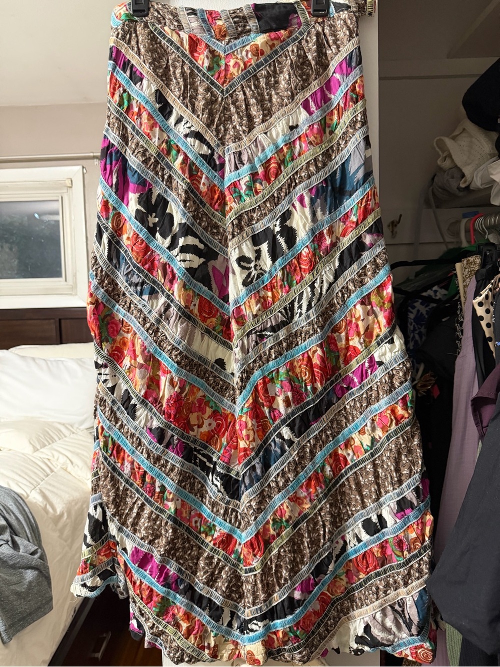 Free People Brown Multi-Color Patchwork Maxi Skirt